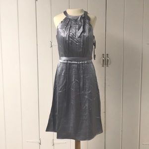 Silver Grey Silky Satin Dress